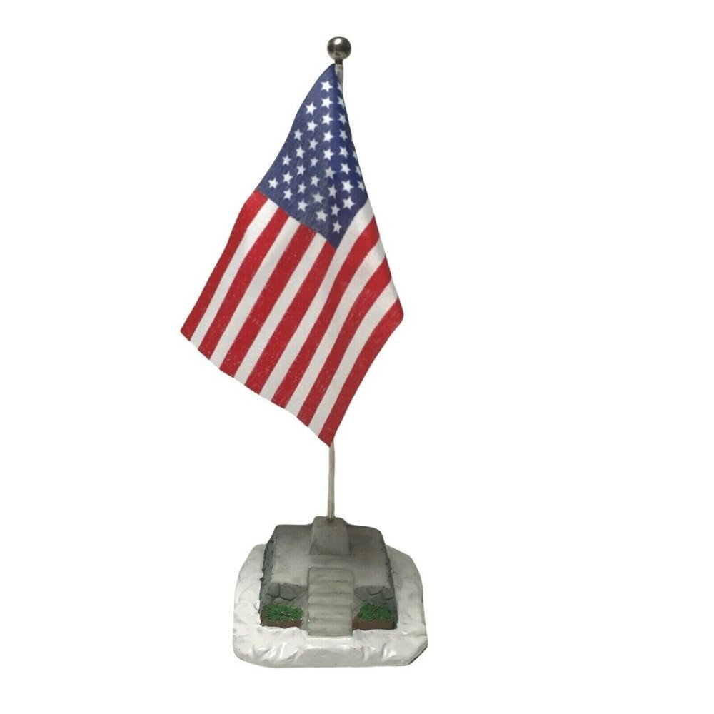 Vintage Lemax 1996 Government Building Flag Pole 8" Tall Patriotic USA A…